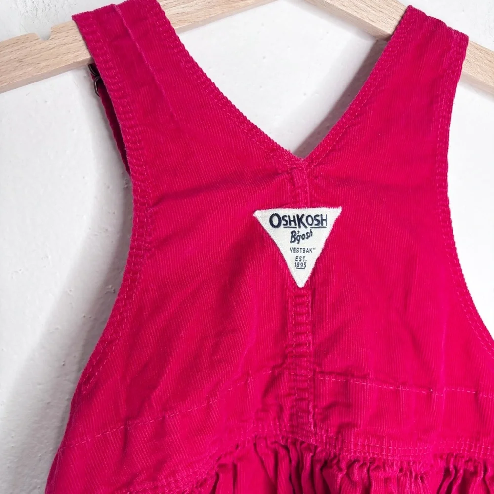 OshKosh B’Gosh Red Corduroy Vestbak Overall Dress Size 2T EUC